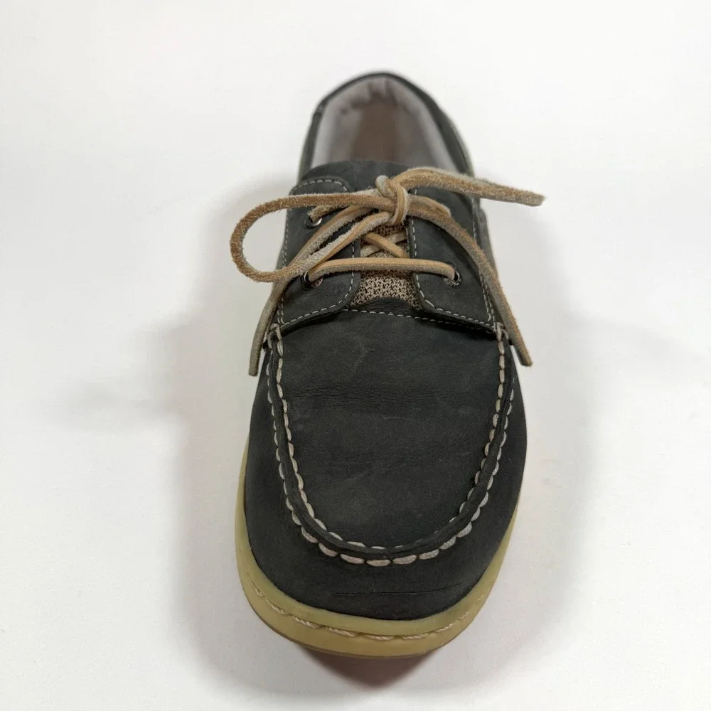Clarks Boat Shoes Mens 9.5M Leather Gray Casual Lace Up‎ Comfort